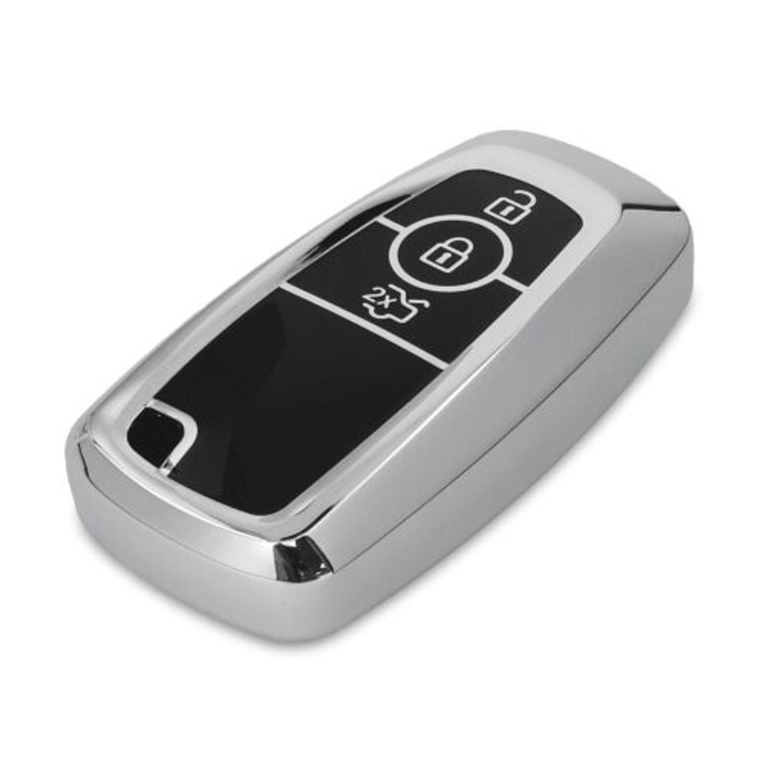 Husa Cheie Auto pentru Ford, 3 Butoane, Smart, Kwmobile, Silicon, Silver, 54589.94 fotografia produsului View 2 L