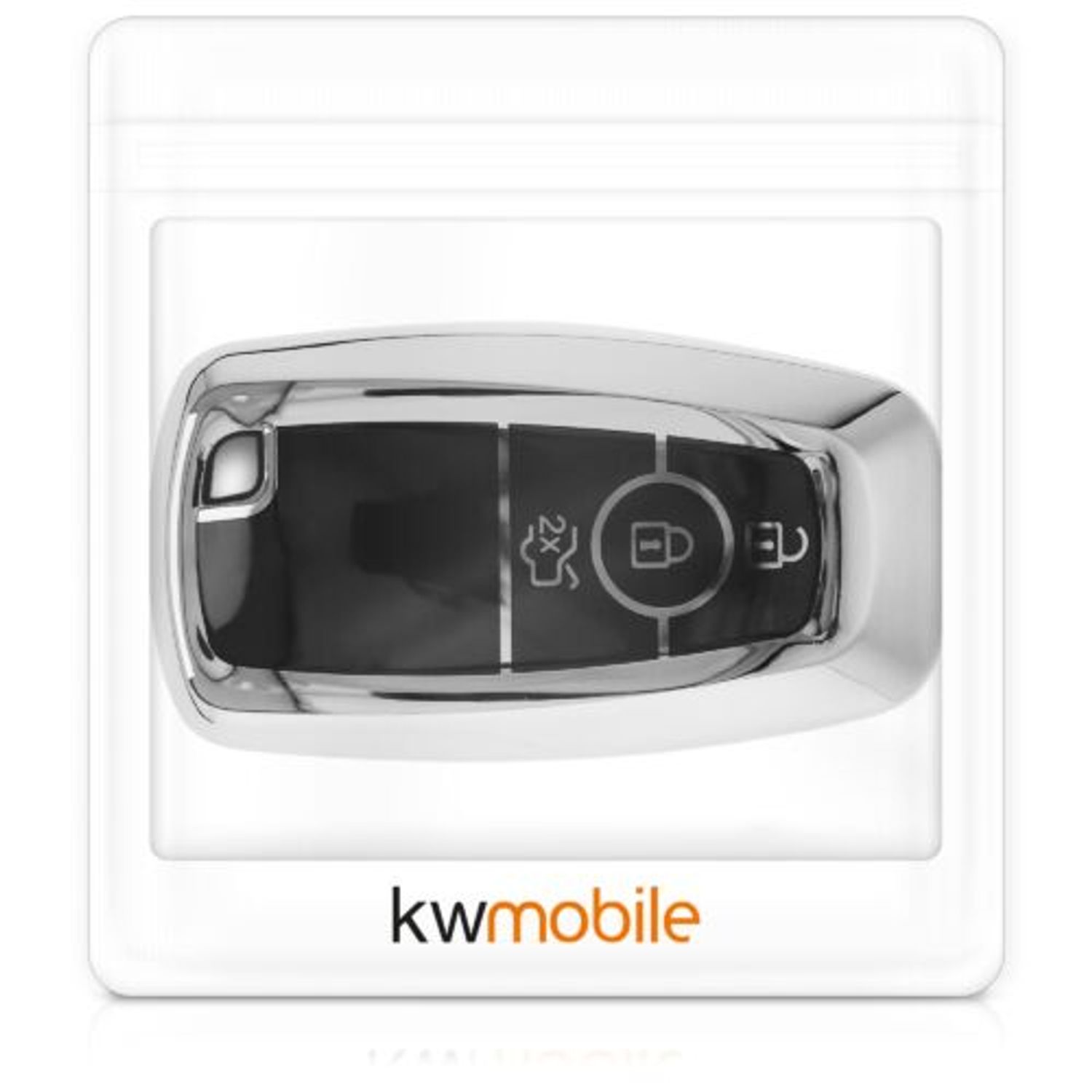 Husa Cheie Auto pentru Ford, 3 Butoane, Smart, Kwmobile, Silicon, Silver, 54589.94 fotografia produsului View 7 L
