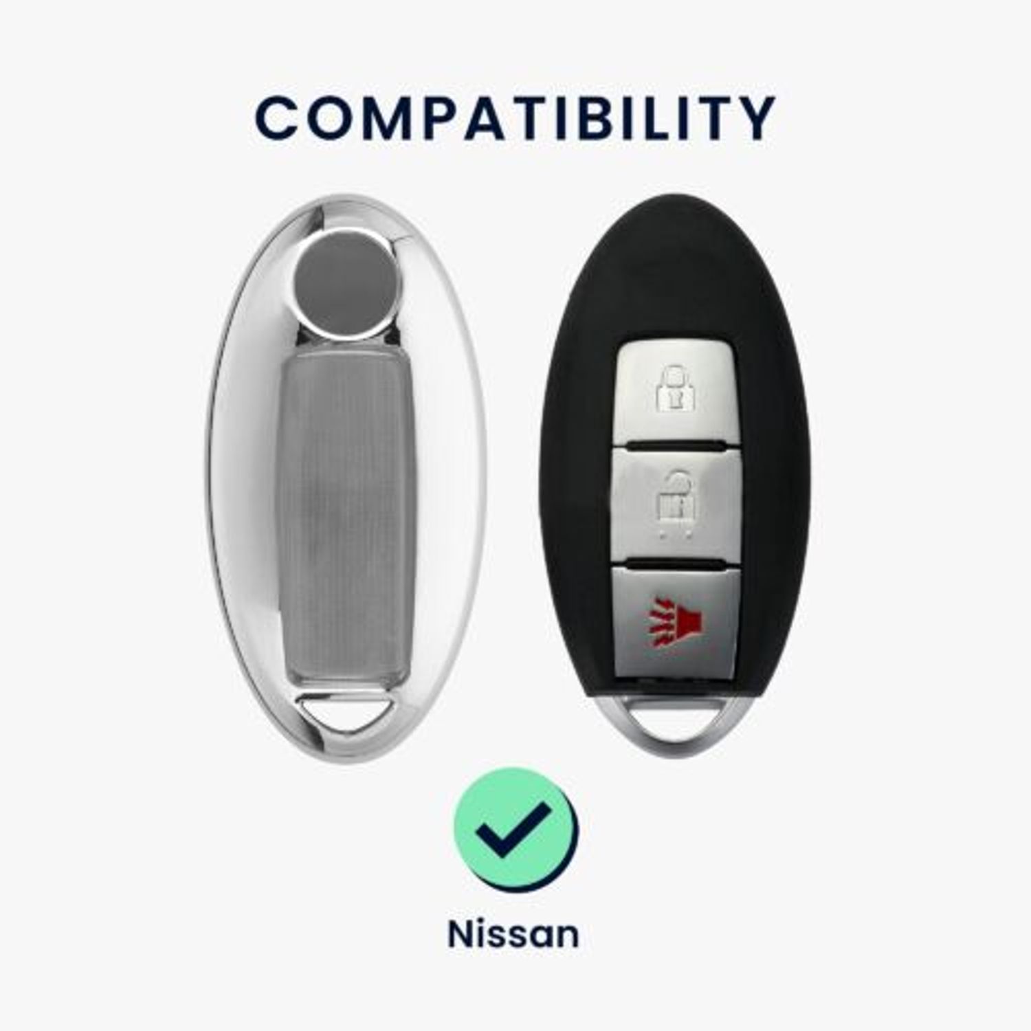 Husa Cheie Auto pentru Nissan, 3 Butoane, Kwmobile, Plastic, Silver, 56611.01 fotografia produsului View 5 L