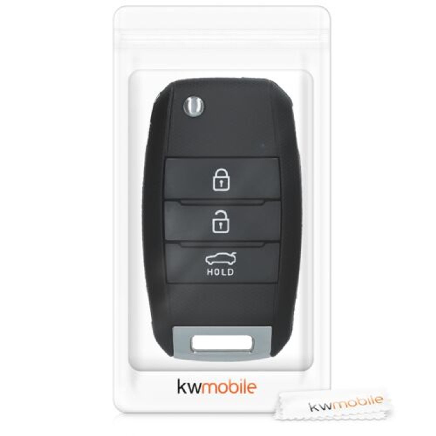 Carcasa Cheie pentru Kia, 3-4 Butoane, Kwmobile, Plastic, Negru, 48228.01 fotografia produsului View 7 L