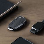 Husa Cheie Auto pentru Audi, 3 Butoane, Kwmobile, Piele naturala/Aluminiu, Negru/Gri, 56377.19 fotografia produsului View 10 S