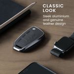 Husa Cheie Auto pentru Audi, 3 Butoane, Kwmobile, Piele naturala/Aluminiu, Negru/Gri, 56377.19 fotografia produsului View 5 S