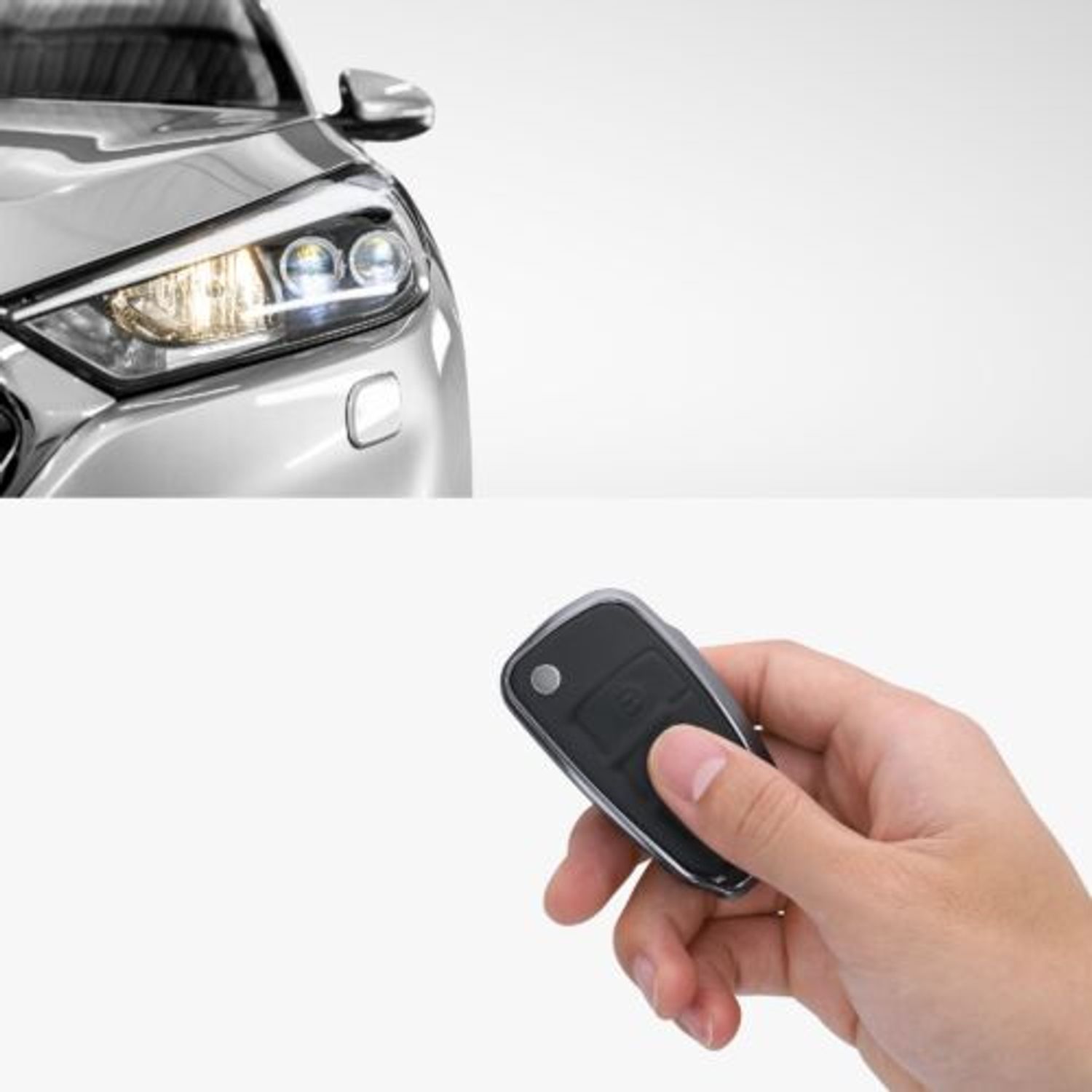 Husa Cheie Auto pentru Audi, 3 Butoane, Kwmobile, Piele naturala/Aluminiu, Negru/Gri, 56377.19 fotografia produsului View 9 L