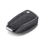 Husa Cheie Auto pentru Audi, 3 Butoane, Kwmobile, Piele naturala/Aluminiu, Negru/Gri, 56377.19 fotografia produsului View 2 S