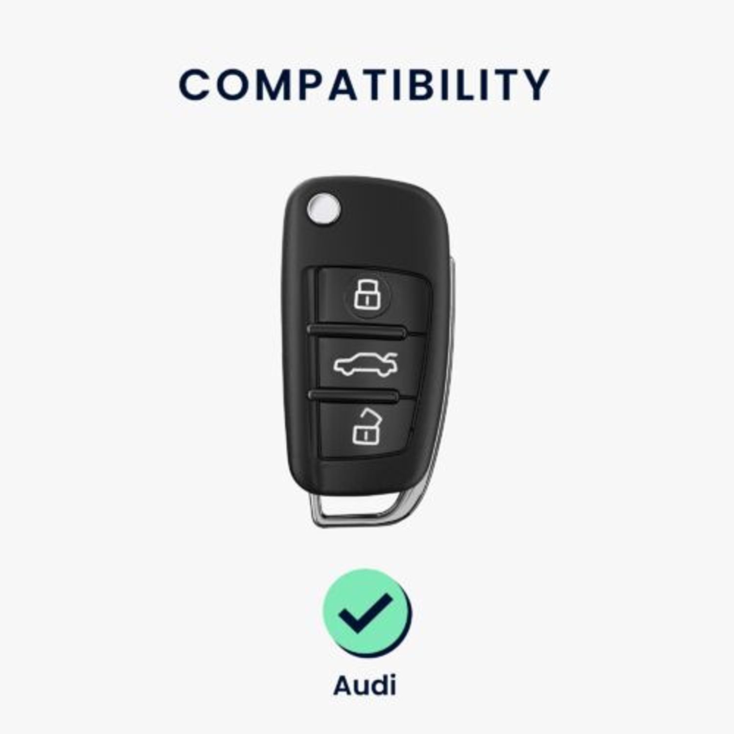 Husa Cheie Auto pentru Audi, 3 Butoane, Kwmobile, Piele naturala/Aluminiu, Negru/Gri, 56377.19 fotografia produsului View 6 L