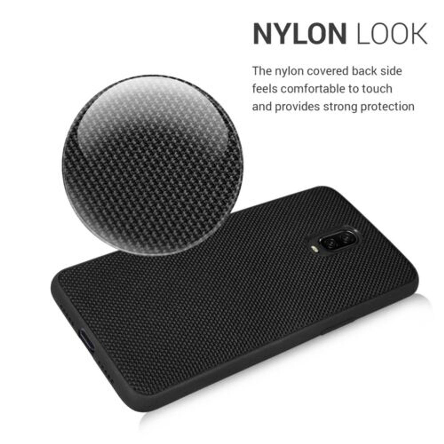 Husa pentru OnePlus 6T, Nylon, Negru, 47982.01 fotografia produsului View 4 L