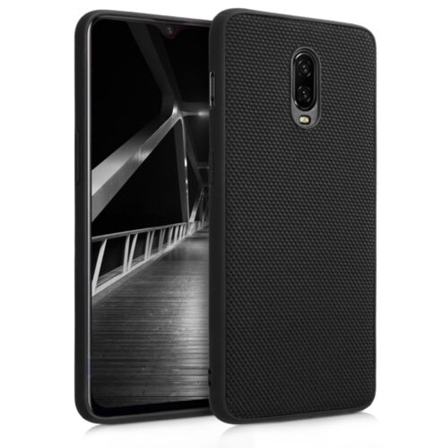 Husa pentru OnePlus 6T, Nylon, Negru, 47982.01 fotografia produsului