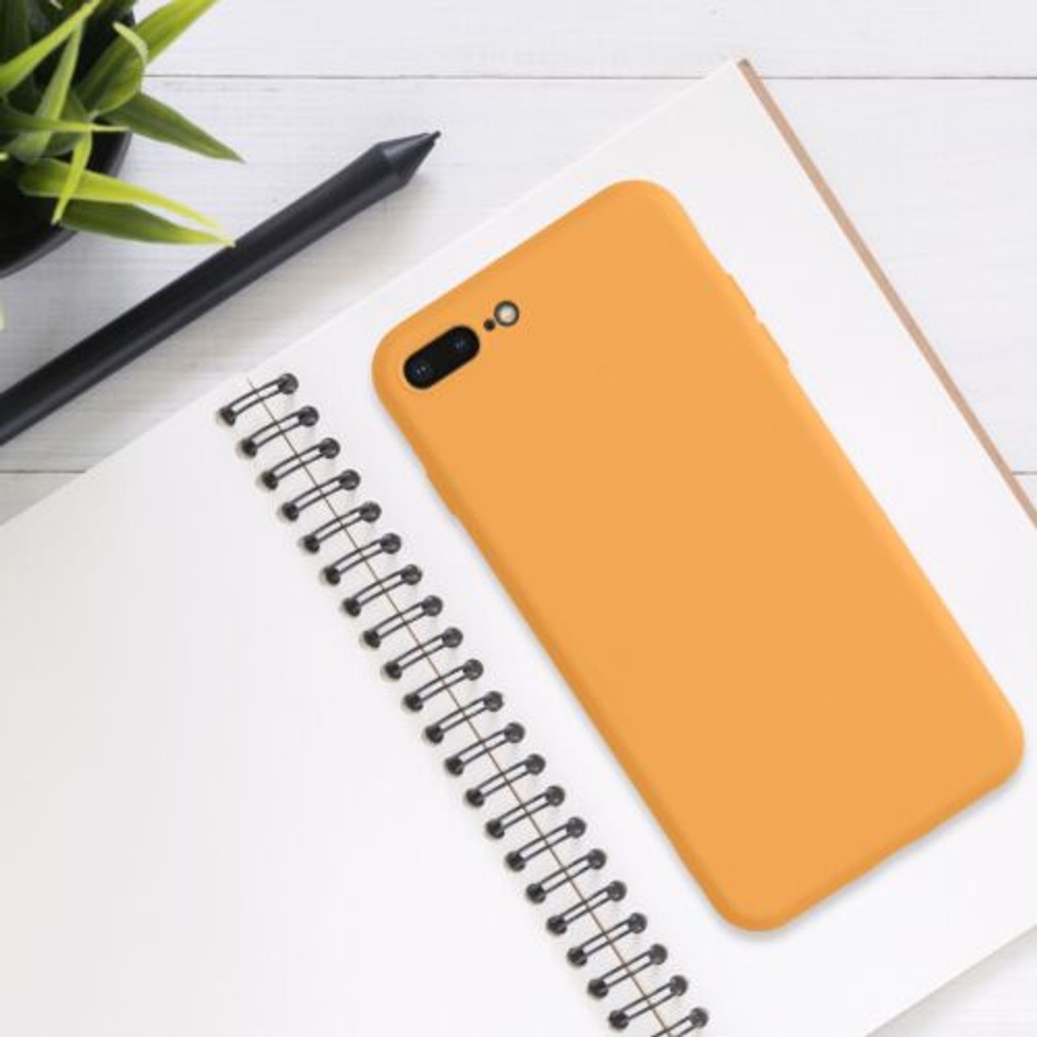 Husa pentru iPhone 8 Plus/iPhone 7 Plus, Silicon, Galben, 49981.217 fotografia produsului View 3 L