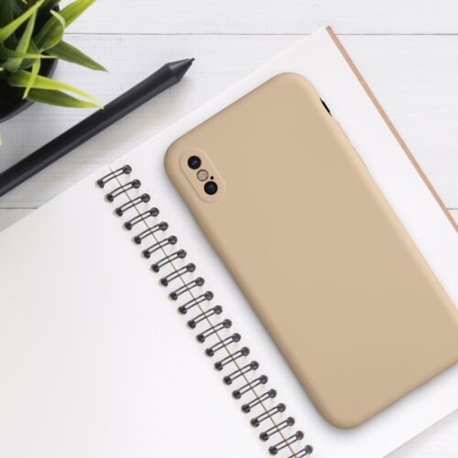 Husa pentru iPhone X/iPhone XS, Silicon, Crem, 49982.154 fotografia produsului View 3 L