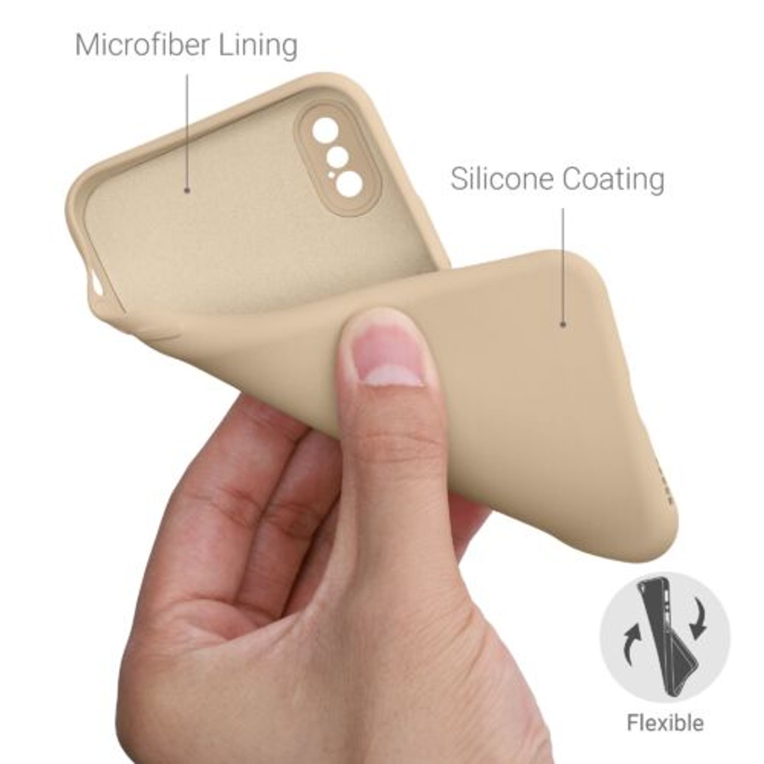 Husa pentru iPhone X/iPhone XS, Silicon, Crem, 49982.154 fotografia produsului View 4 L