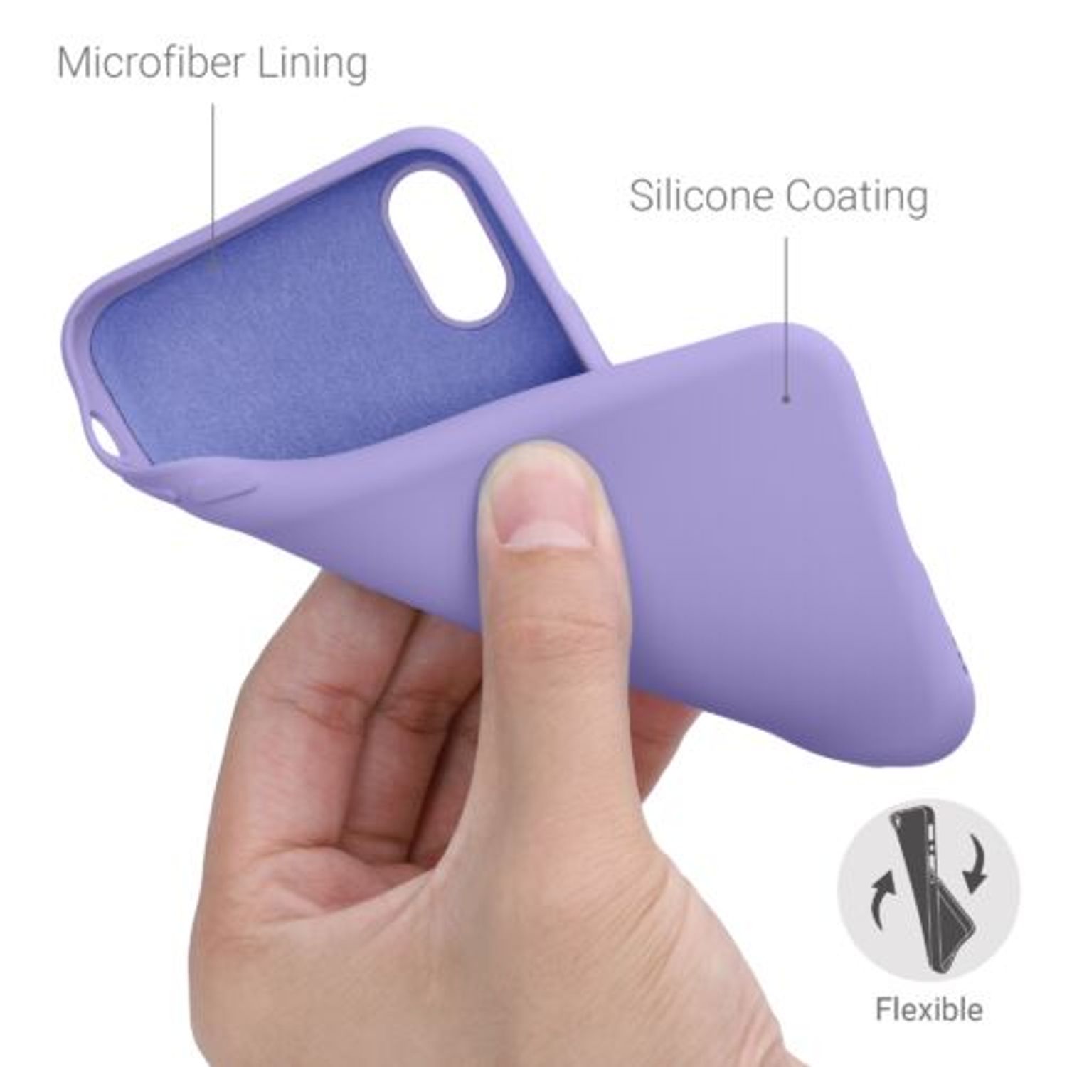 Husa pentru iPhone X/iPhone XS, Silicon, Mov, 49982.222 fotografia produsului View 4 L