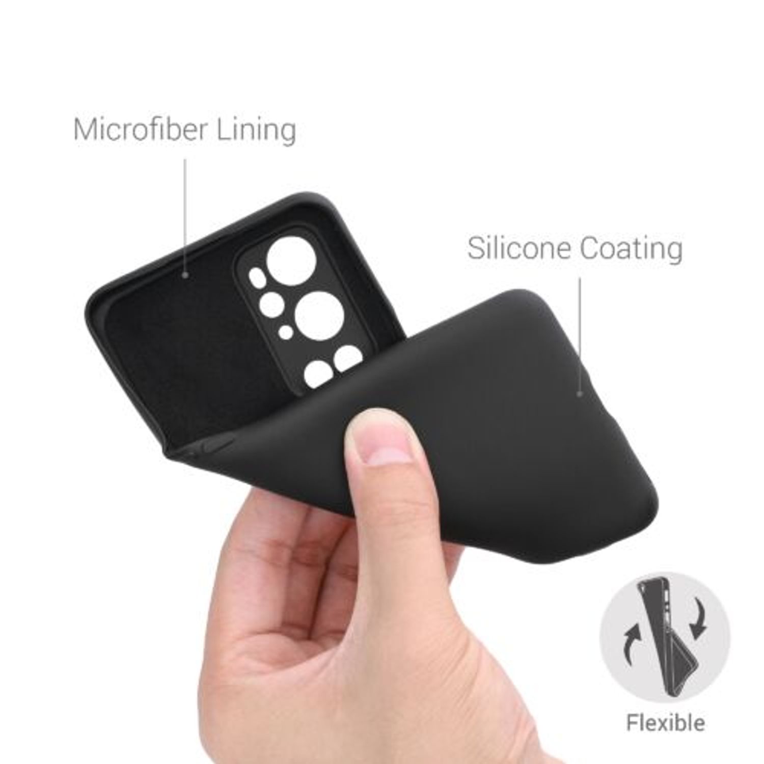 Husa pentru OnePlus 9 Pro, Silicon, Negru, 55349.01 fotografia produsului View 4 L