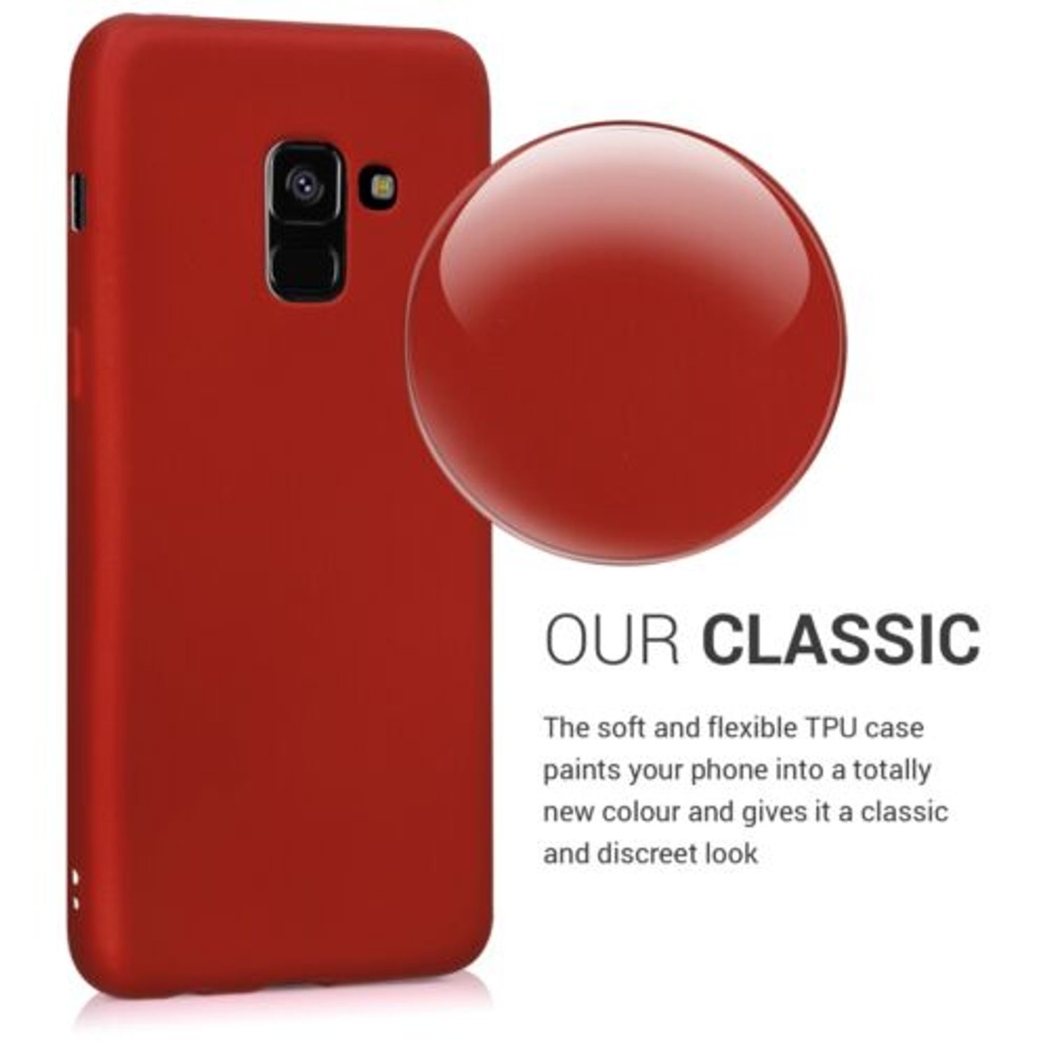 Husa pentru Samsung Galaxy A8 (2018), Silicon, Rosu, 45634.36 fotografia produsului View 4 L