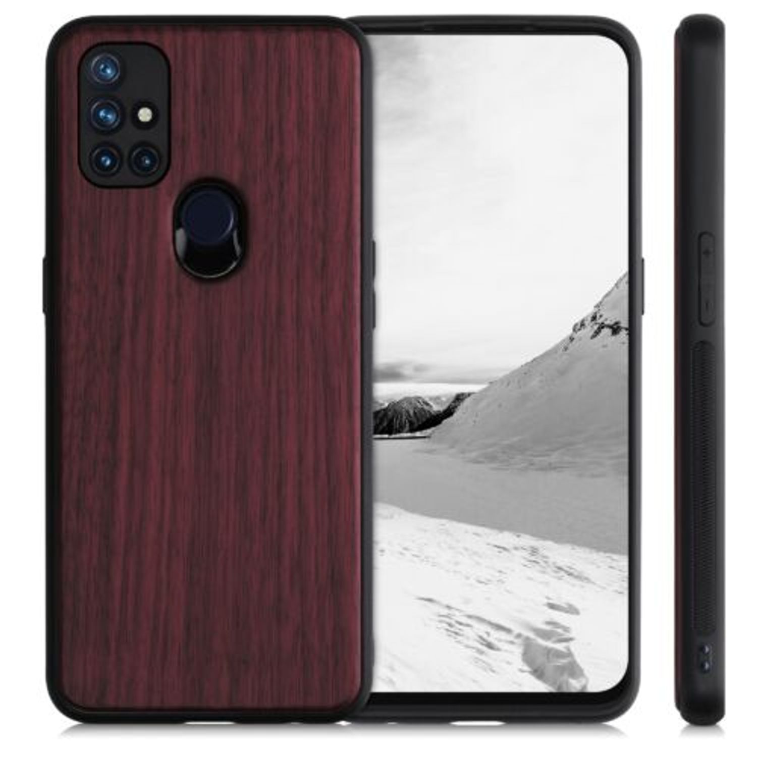 Husa pentru OnePlus Nord N10 5G, Lemn, Rosu, 54717.20 fotografia produsului View 2 L