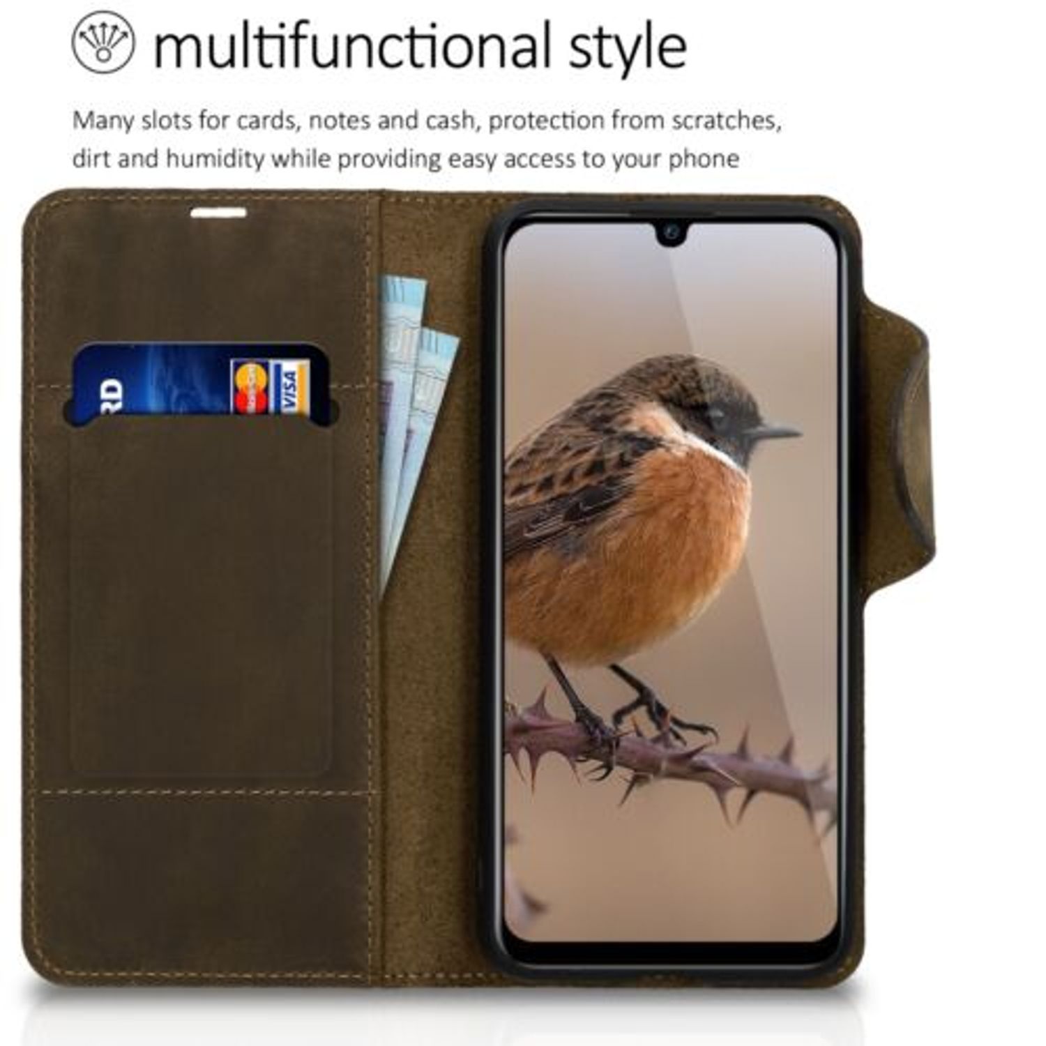 Husa pentru Huawei P Smart (2019), Piele naturala, Maro, 48681.05 fotografia produsului View 4 L