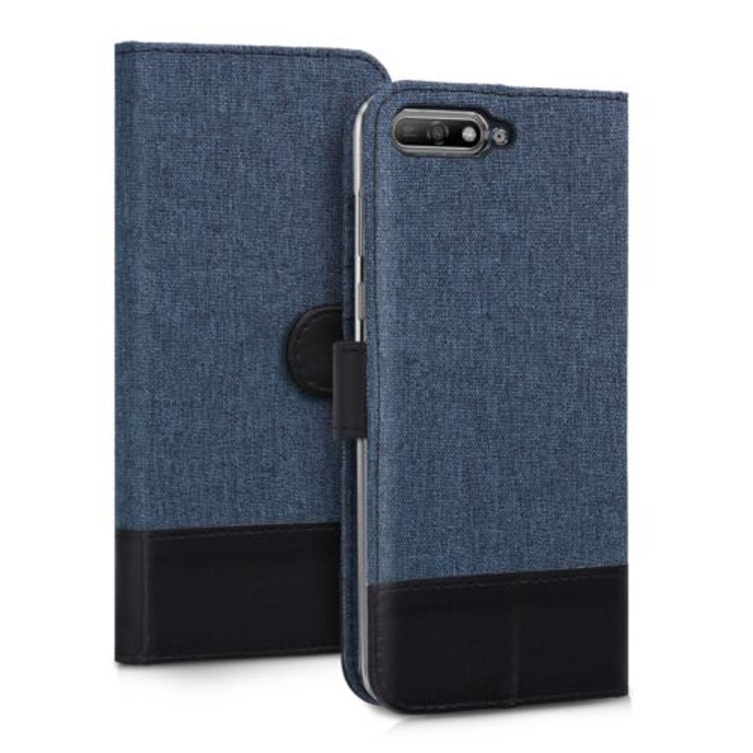 Husa pentru Huawei Y6 (2018), Textil, Albastru, 44880.03 fotografia produsului View 3 L