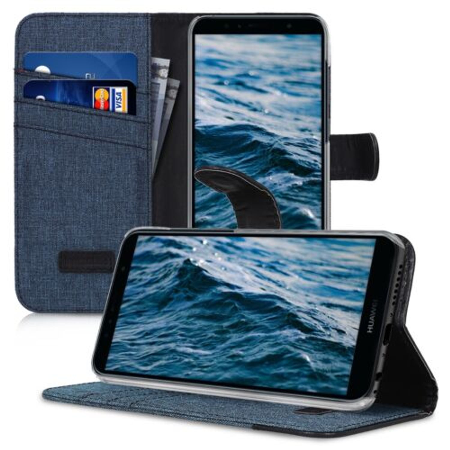 Husa pentru Huawei Y6 (2018), Textil, Albastru, 44880.03 fotografia produsului View 5 L