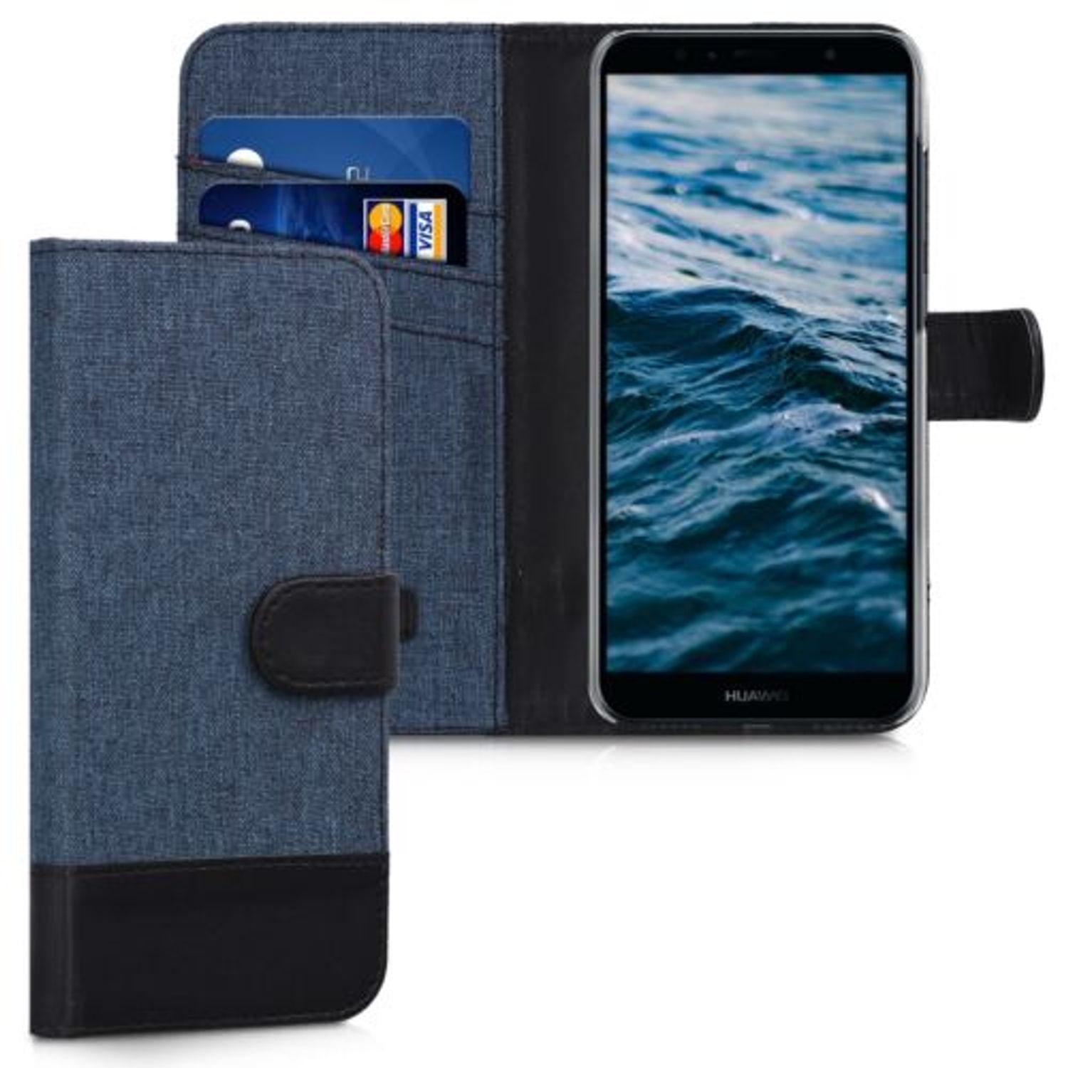 Husa pentru Huawei Y6 (2018), Textil, Albastru, 44880.03 fotografia produsului