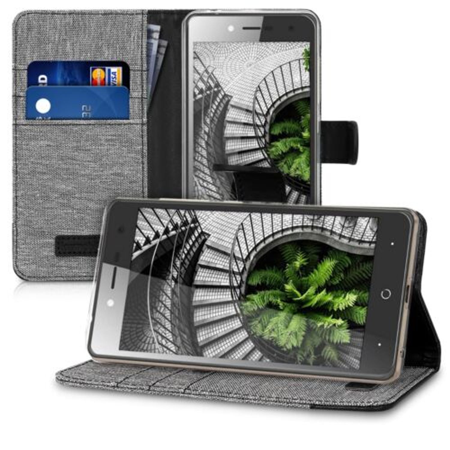Husa pentru ZTE Blade L7, Textil, Gri, 43442.25 fotografia produsului View 6 L