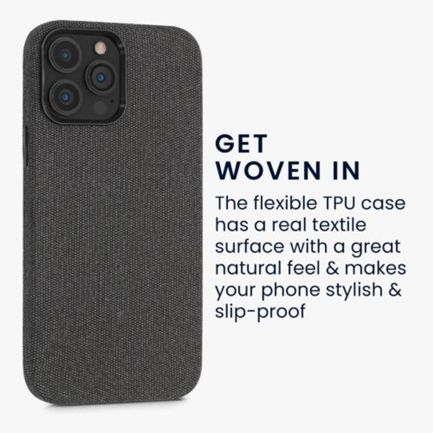 Husa pentru Apple iPhone 13 Pro Max, Textil, Gri, 56773.19, Kwmobile fotografia produsului View 4 L