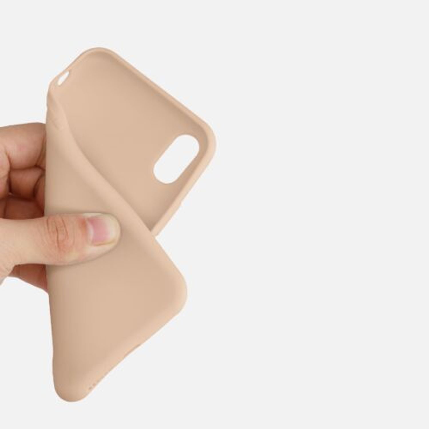 Husa pentru Apple iPhone X/iPhone XS, Silicon, Crem, 42492.154, Kwmobile fotografia produsului View 7 L