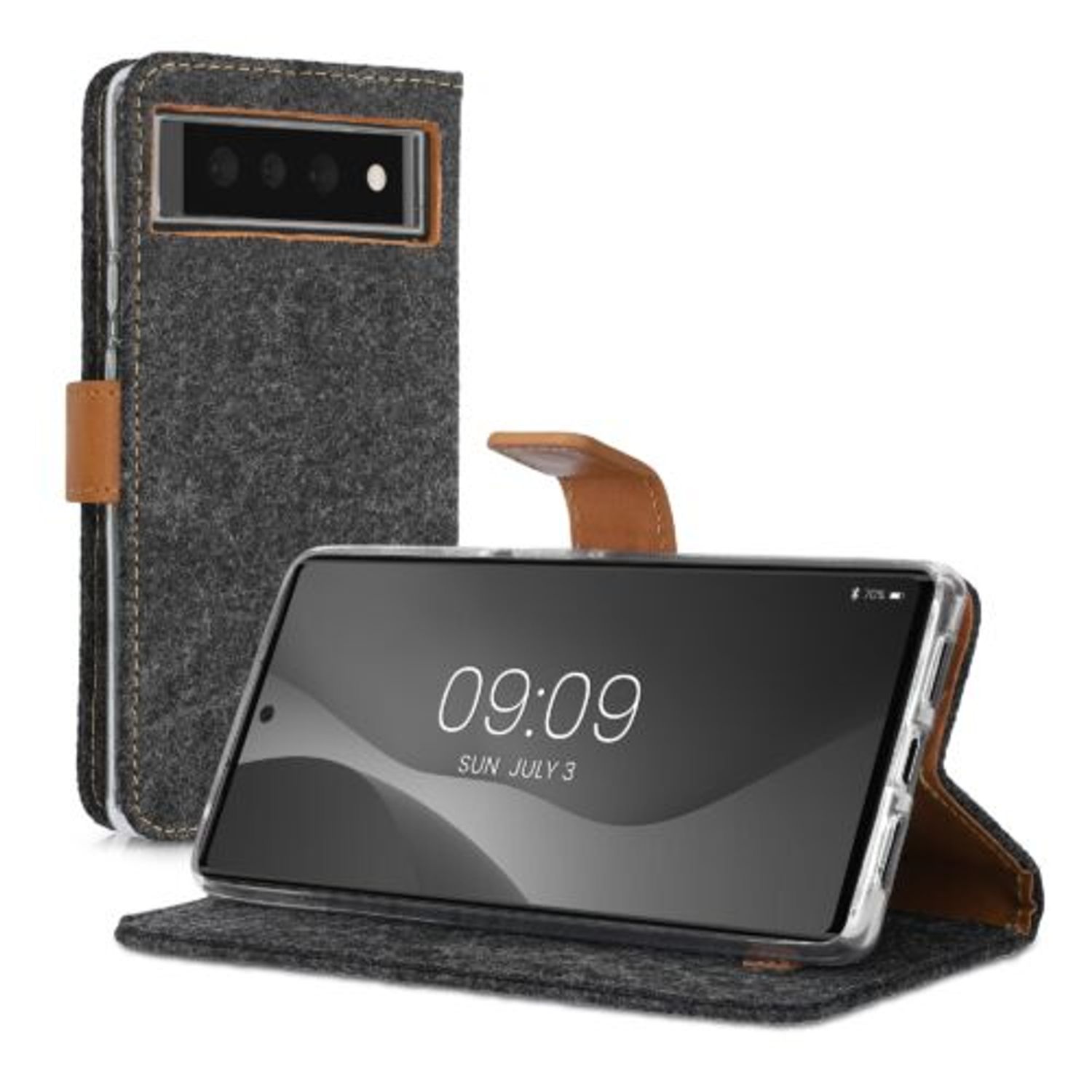 Husa pentru Google Pixel 6 Pro, Textil, Gri, 56659.19, Kwmobile fotografia produsului View 2 L
