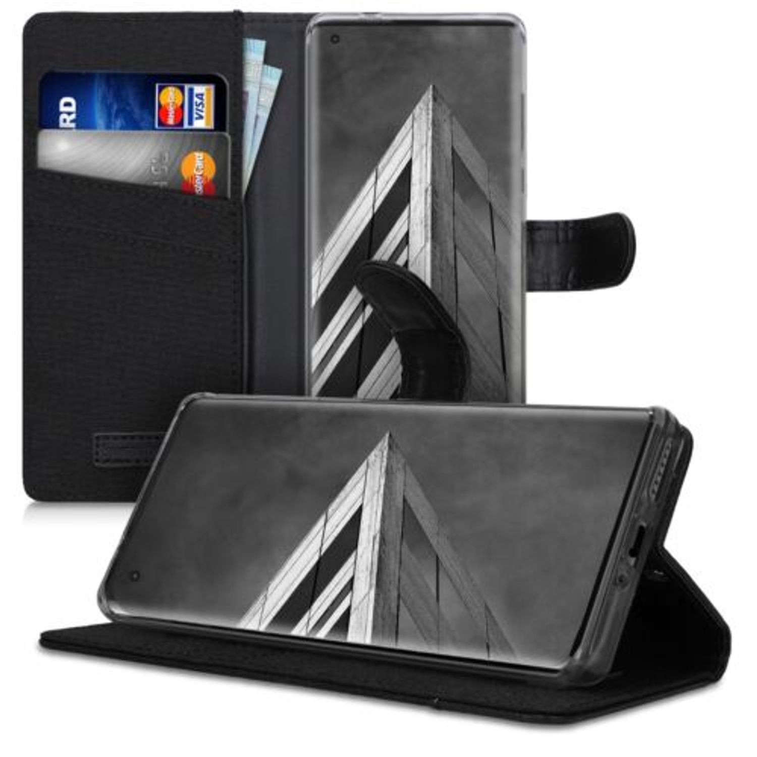 Husa pentru Motorola Edge Plus, Textil, Negru, 52832.01 fotografia produsului View 5 L