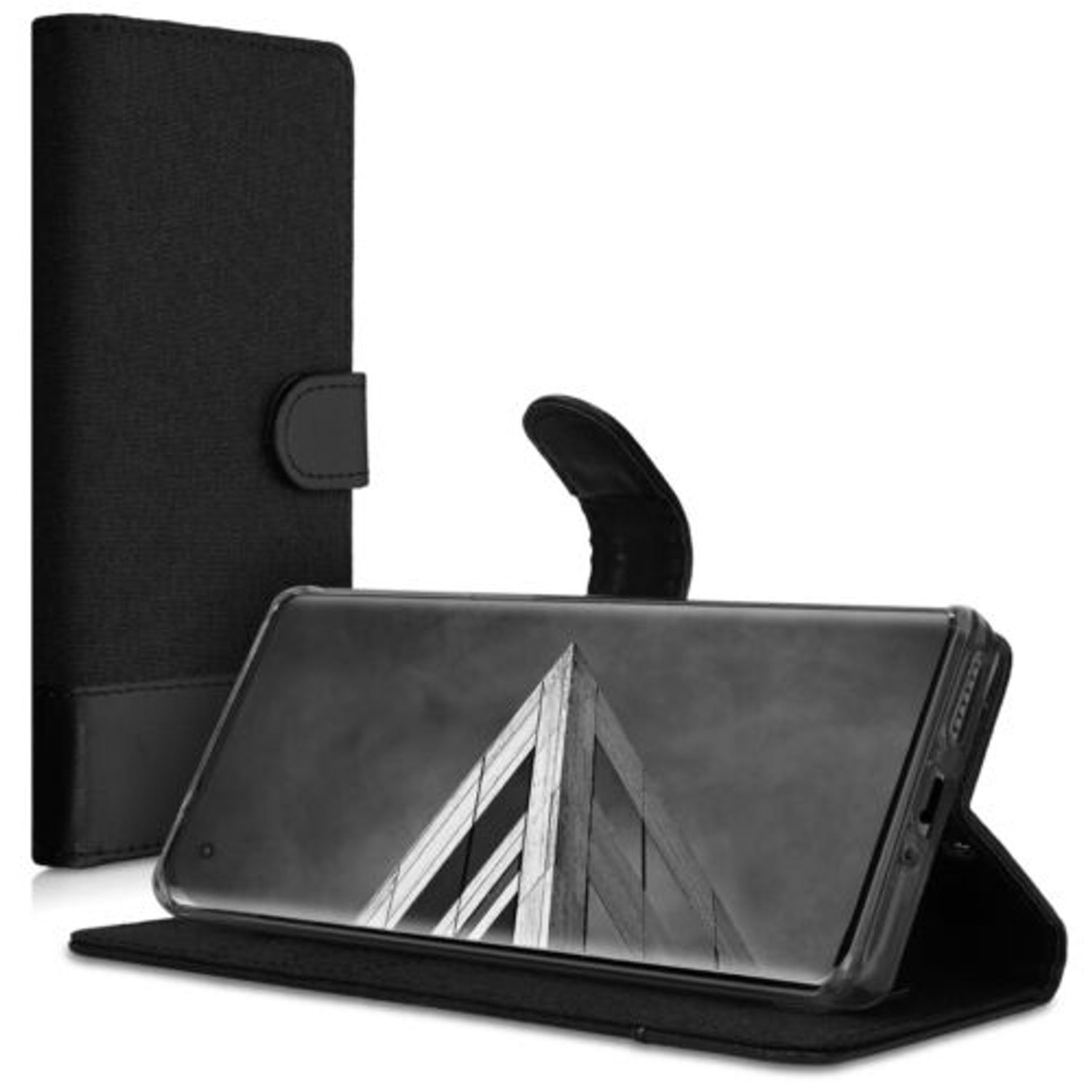 Husa pentru Motorola Edge Plus, Textil, Negru, 52832.01 fotografia produsului View 2 L