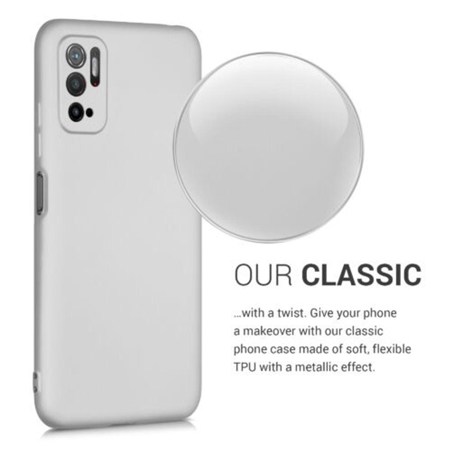 Husa pentru Xiaomi Poco M3 Pro (2021), Silicon, Silver, 55364.67, Kwmobile fotografia produsului View 5 L