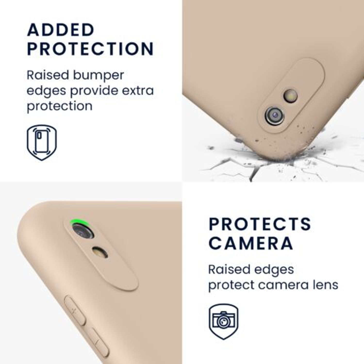Husa Kwmobile pentru Xiaomi Redmi 9A/Redmi 9AT, Silicon, Crem, 56570.10 fotografia produsului View 5 L