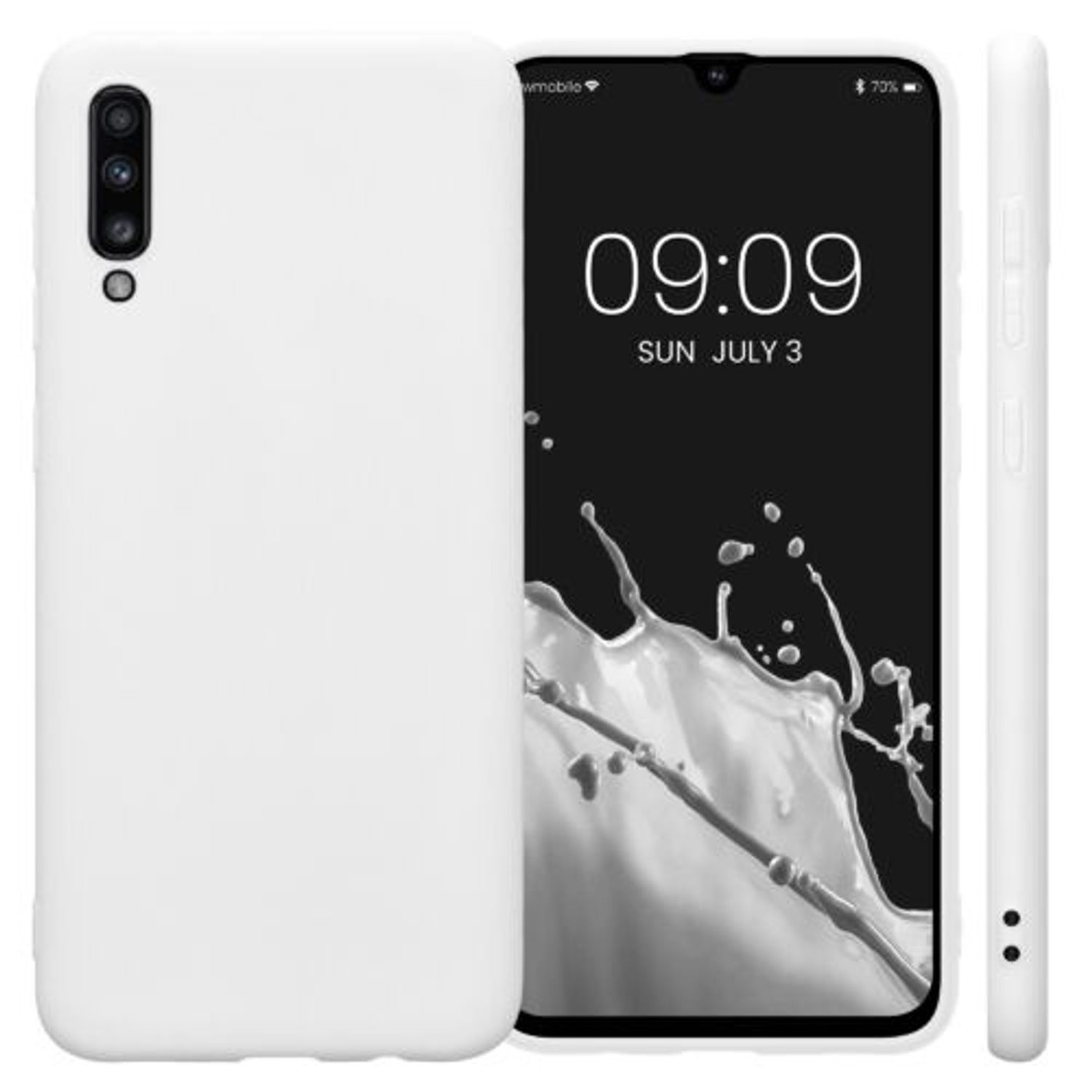 Husa Kwmobile pentru Samsung Galaxy A70, Silicon, Alb, 48427.48 fotografia produsului