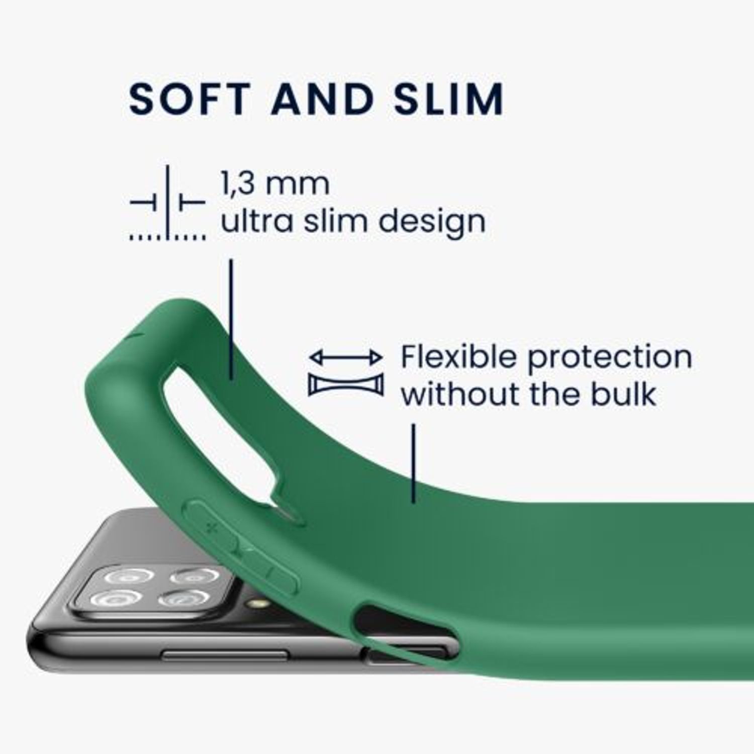 Husa Kwmobile pentru Samsung Galaxy A22, Silicon, Verde, 55493.227 fotografia produsului View 2 L