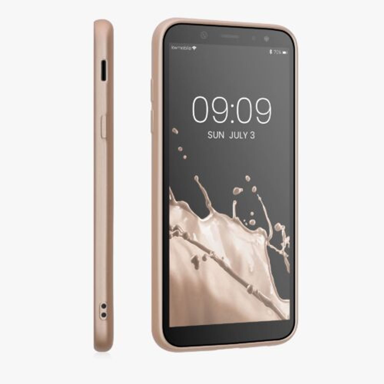 Husa Kwmobile pentru Samsung Galaxy A6 (2018), Silicon, Auriu, 46374.66 fotografia produsului View 4 L