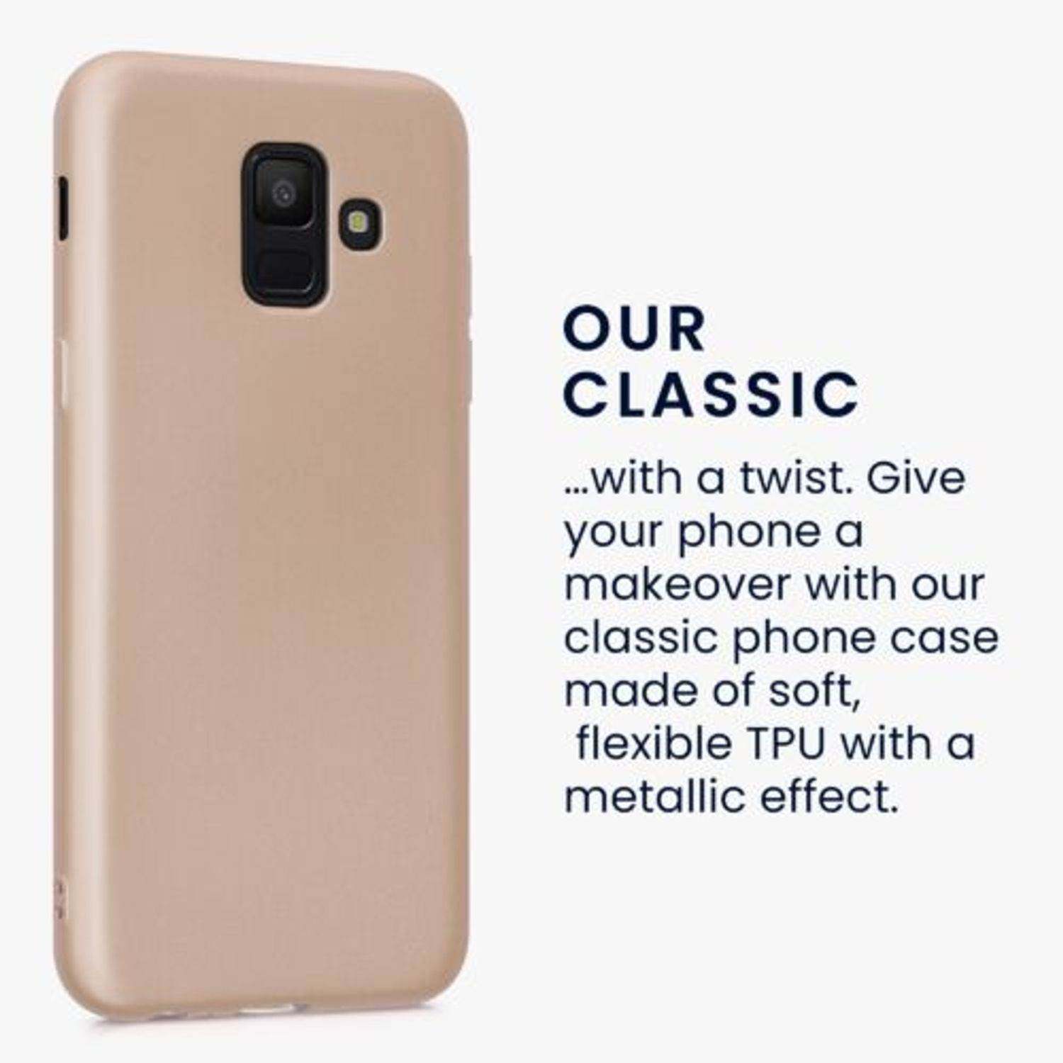 Husa Kwmobile pentru Samsung Galaxy A6 (2018), Silicon, Auriu, 46374.66 fotografia produsului View 3 L