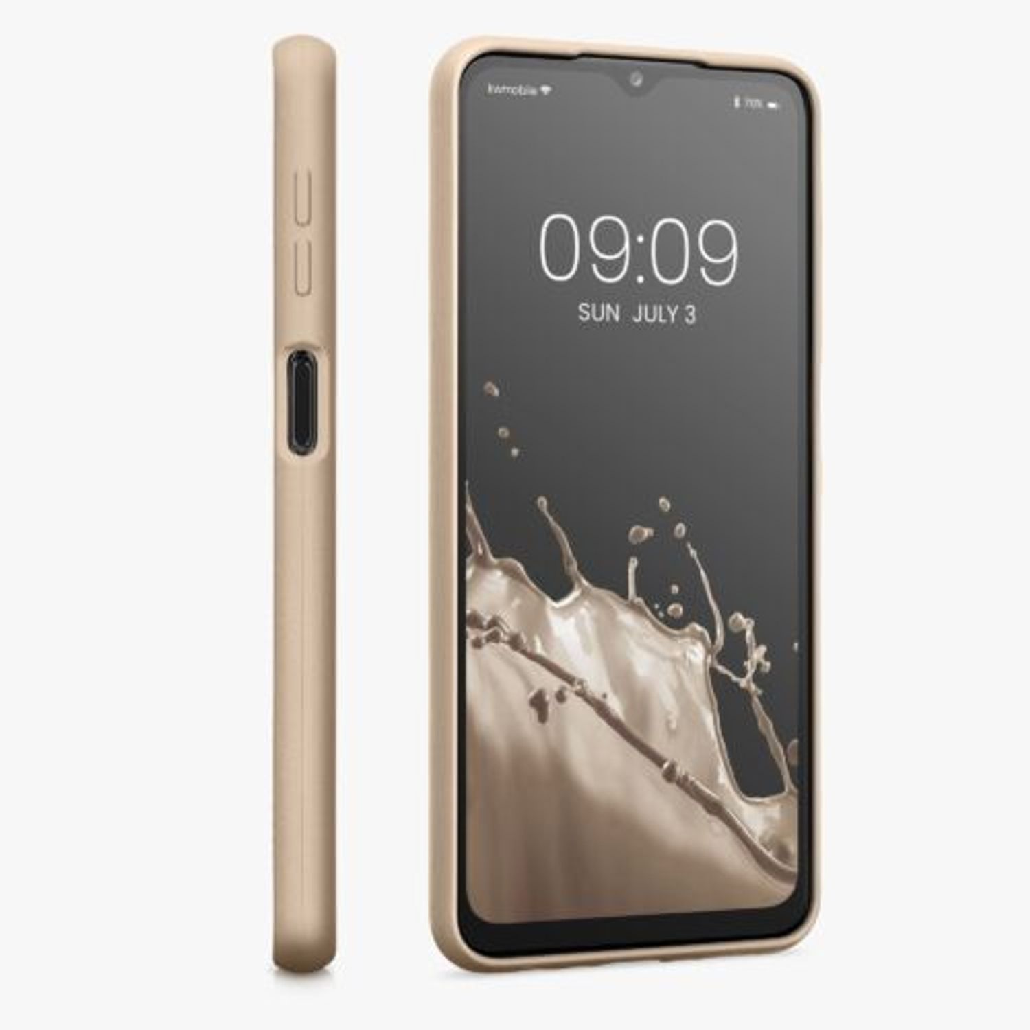 Husa Kwmobile pentru Samsung Galaxy A32 5G, Silicon, Auriu, 54329.66 fotografia produsului View 4 L