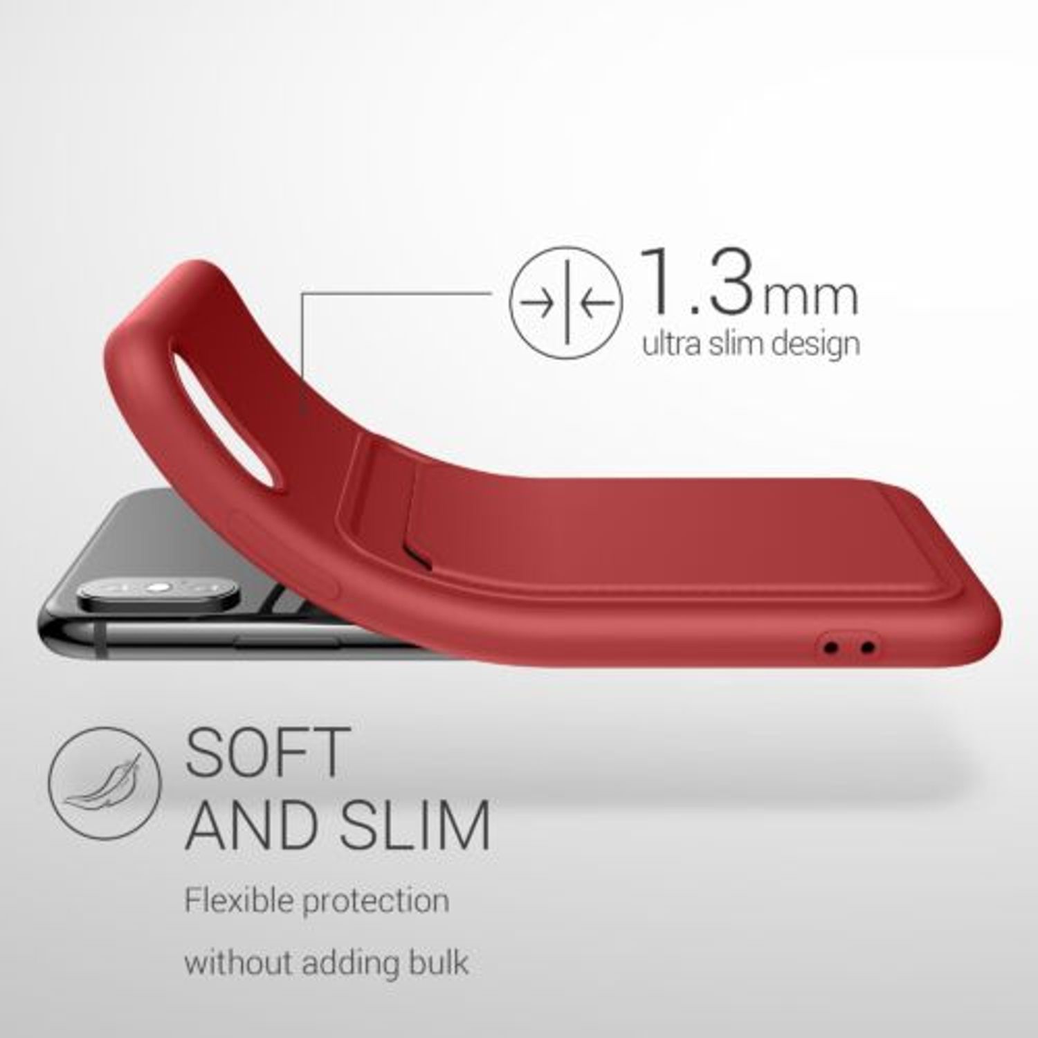 Husa Kwmobile pentru Apple iPhone XS, Silicon, Rosu, 55120.09 fotografia produsului View 2 L