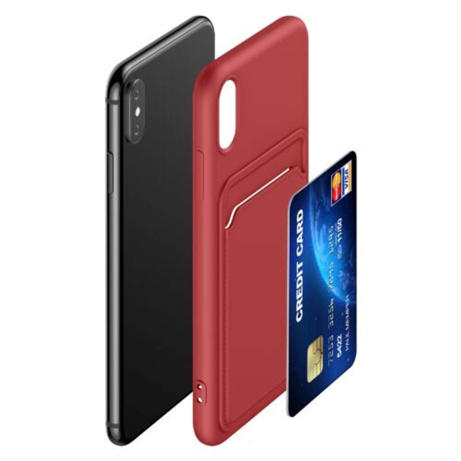 Husa Kwmobile pentru Apple iPhone XS, Silicon, Rosu, 55120.09 fotografia produsului View 6 L