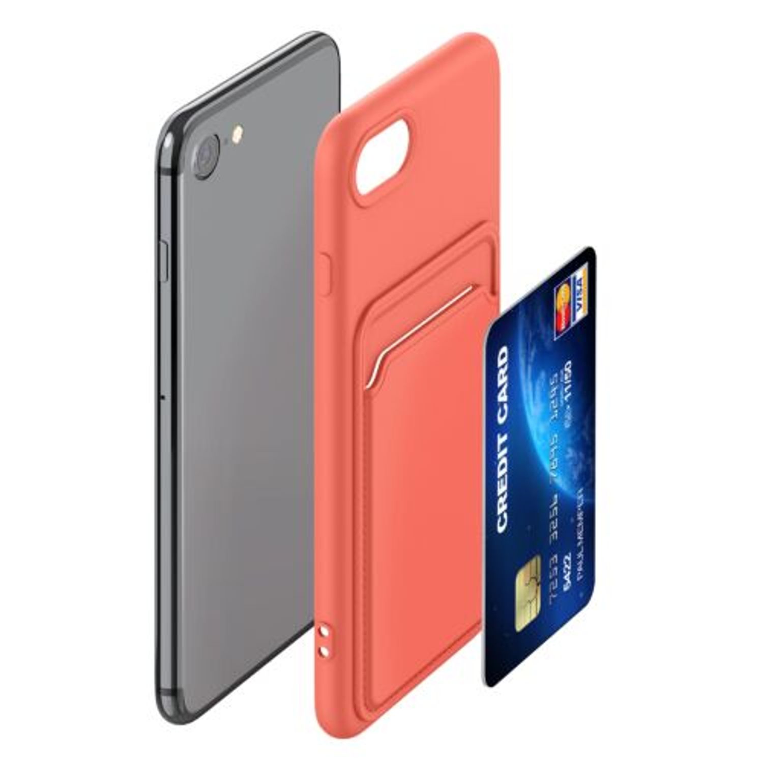 Husa Kwmobile pentru Apple iPhone 8/iPhone 7/iPhone SE 2, Silicon, Coral, 55117.76 fotografia produsului View 6 L