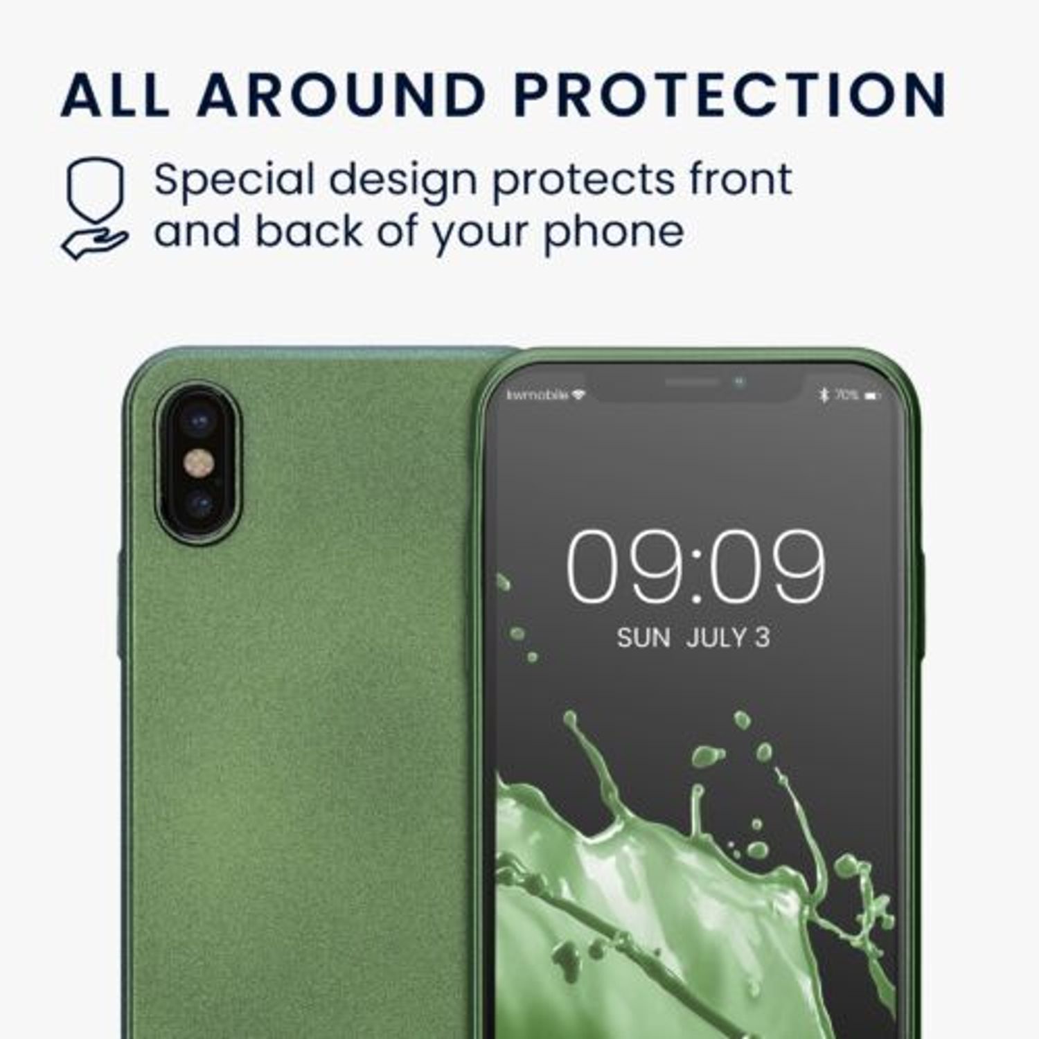 Husa Kwmobile pentru Apple iPhone X/iPhone XS, Silicon, Verde, 57510.233 fotografia produsului View 6 L