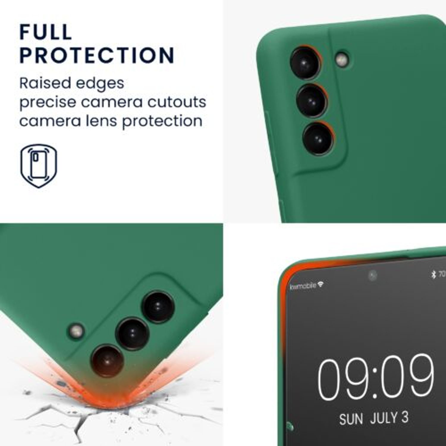 Husa Kwmobile pentru Samsung Galaxy S21 FE, Silicon, Verde, 57564.227 fotografia produsului View 3 L
