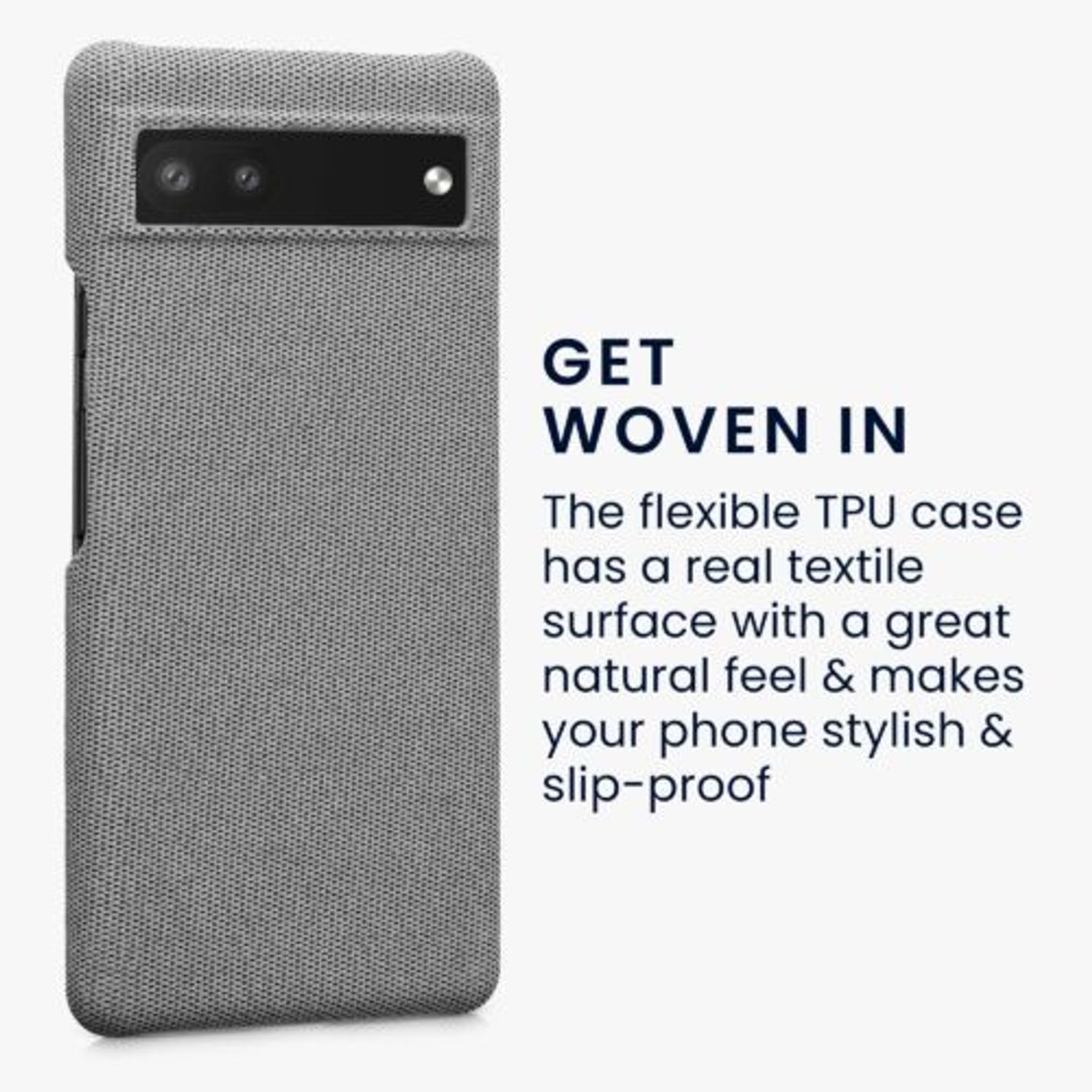 Husa Kwmobile pentru Google Pixel 6a, Textil, Gri, 57794.25 fotografia produsului View 3 L