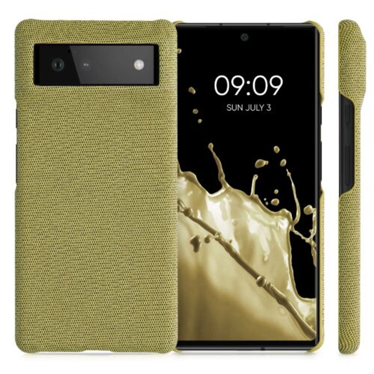 Husa Kwmobile pentru Google Pixel 6, Textil, Galben, 57795.06 fotografia produsului