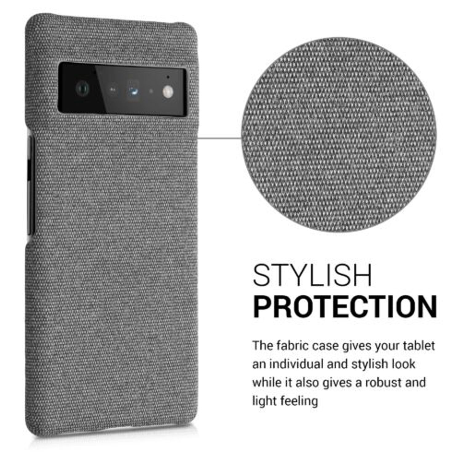 Husa Kwmobile pentru Google Pixel 6 Pro, Textil, Gri, 57796.22 fotografia produsului View 5 L