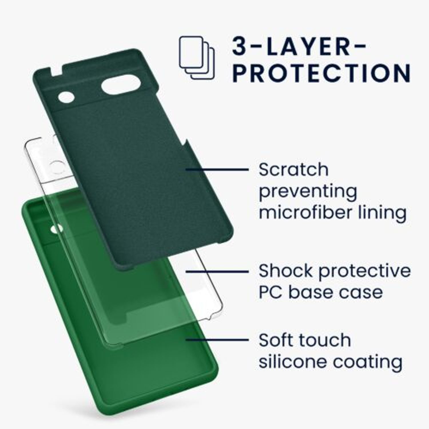 Husa Kwmobile pentru Google Pixel 6a, Silicon, Verde, 57815.227 fotografia produsului View 2 L