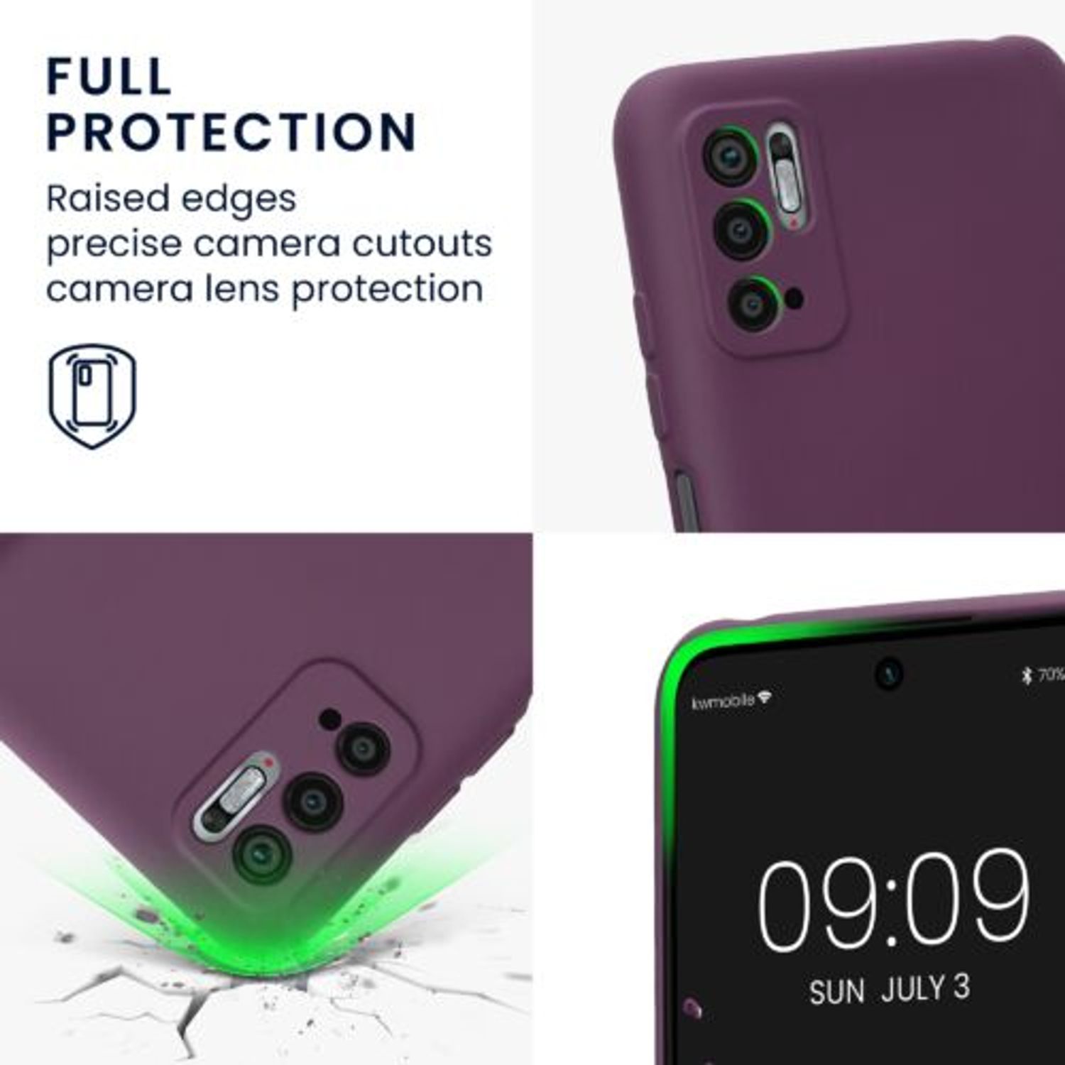 Husa Kwmobile pentru Xiaomi Redmi Note 10 5G, Silicon, Violet, 57816.187 fotografia produsului View 3 L