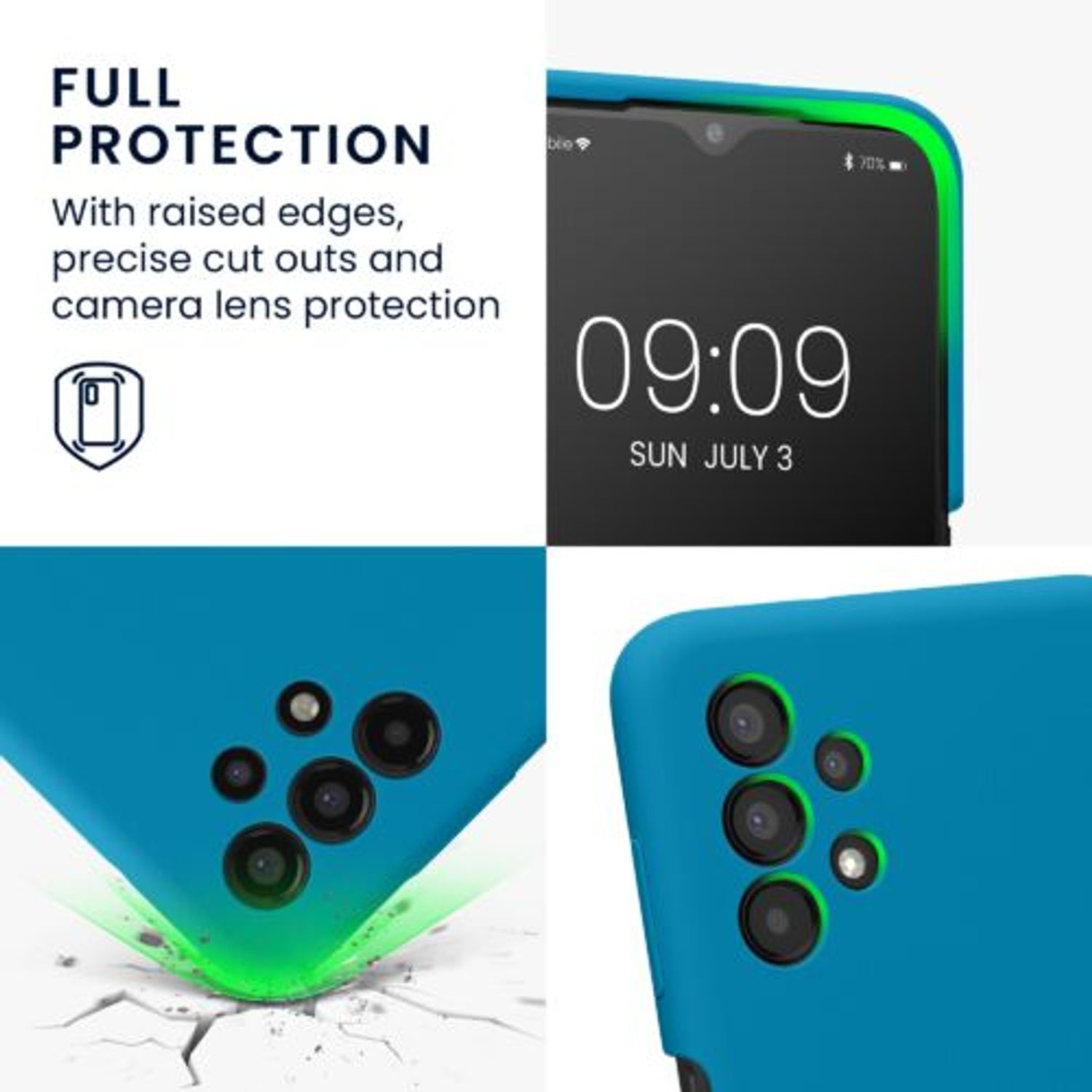 Husa Kwmobile pentru Samsung Galaxy A13, Silicon, Albastru, 57832.224 fotografia produsului View 3 L