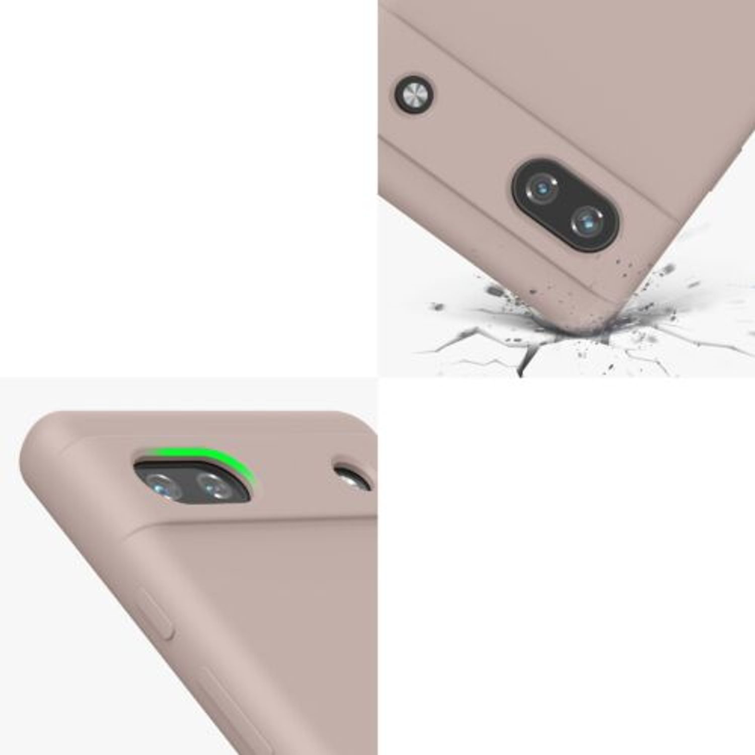 Husa Kwmobile pentru Google Pixel 6a, Silicon, Crem, 57815.10 fotografia produsului View 7 L