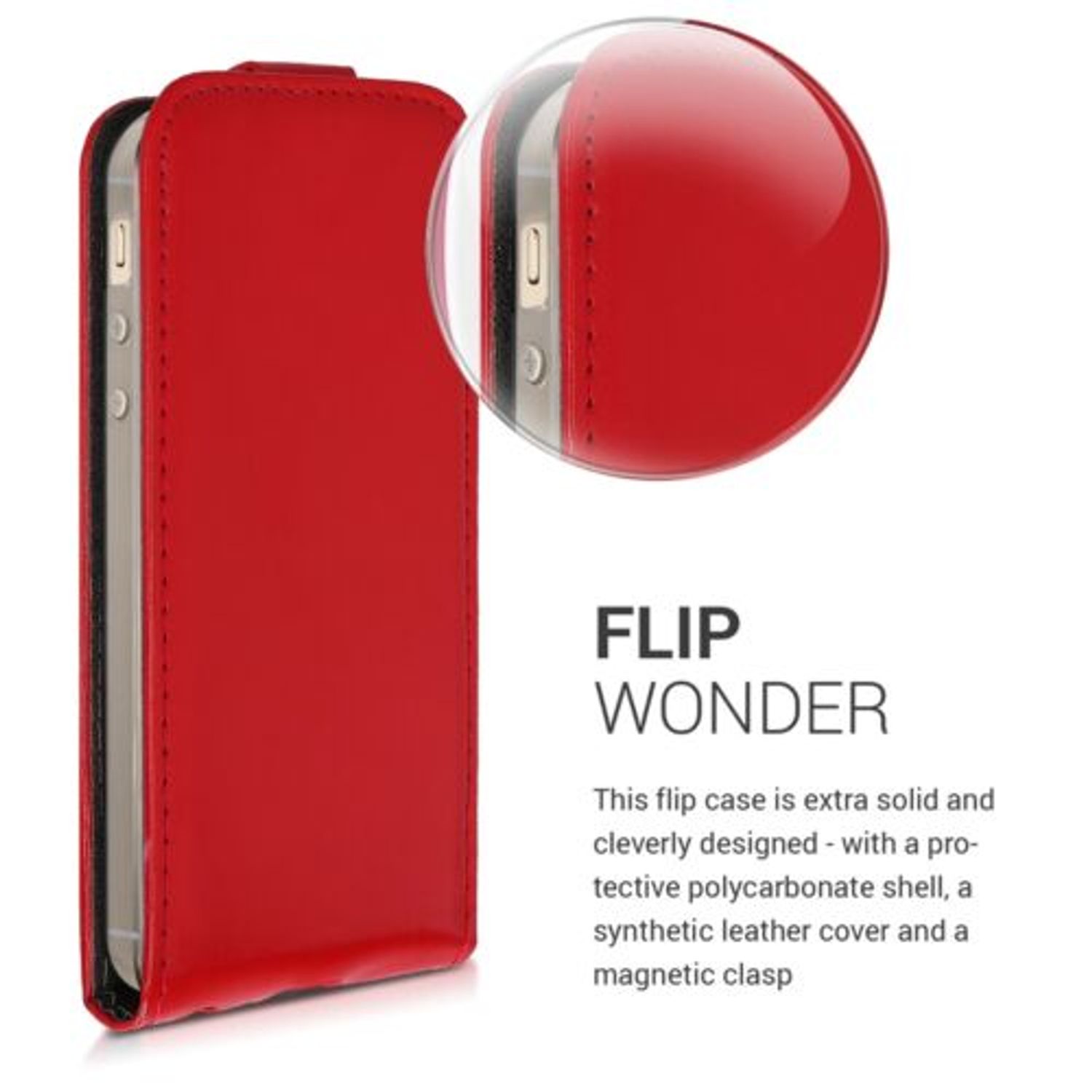 Husa pentru Apple iPhone 5/iPhone 5s/iPhone SE, Piele ecologica, Rosu, 17251.09 fotografia produsului View 16 L