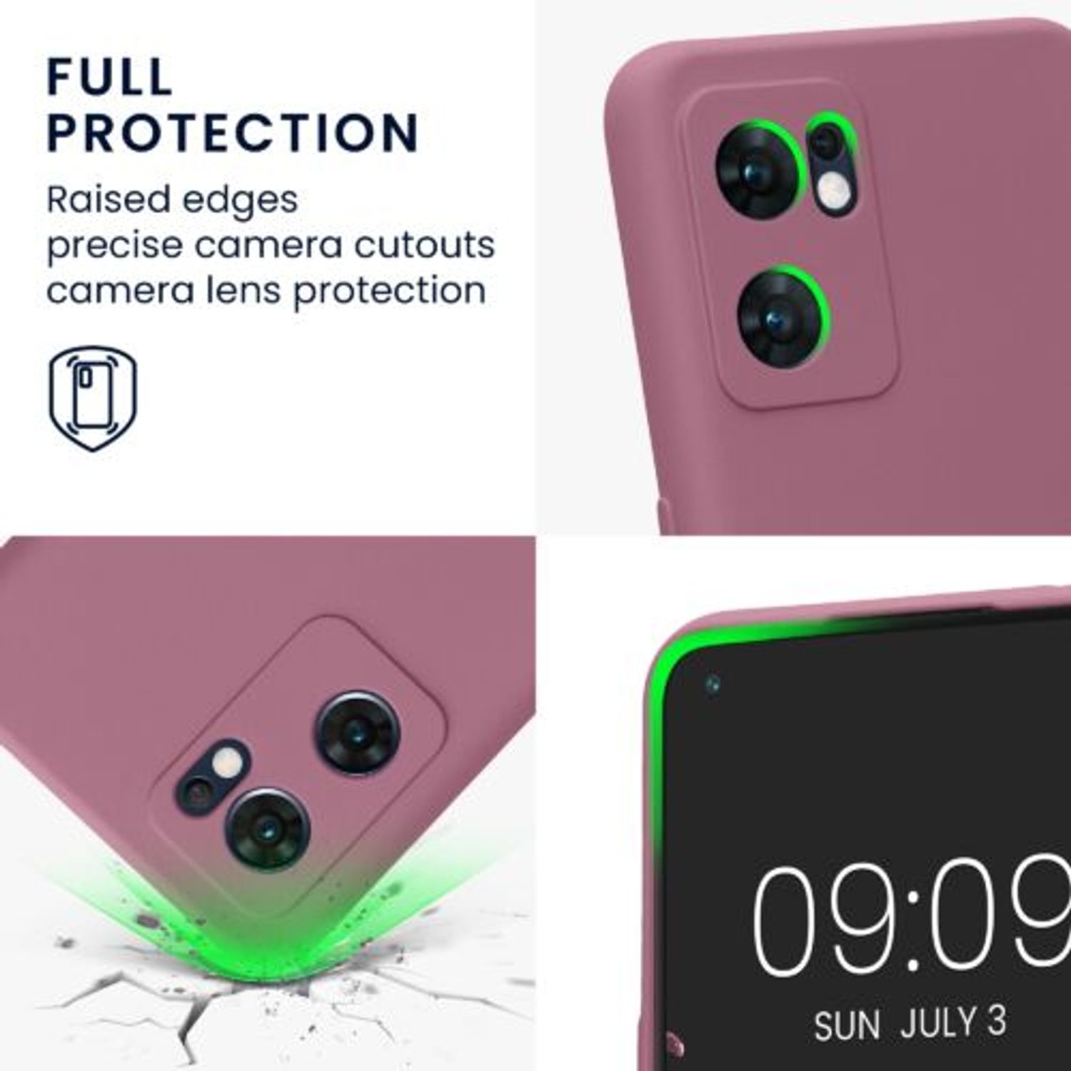 Husa Kwmobile pentru OPPO Find X5 Lite, Silicon, Violet, 57633.167 fotografia produsului View 3 L