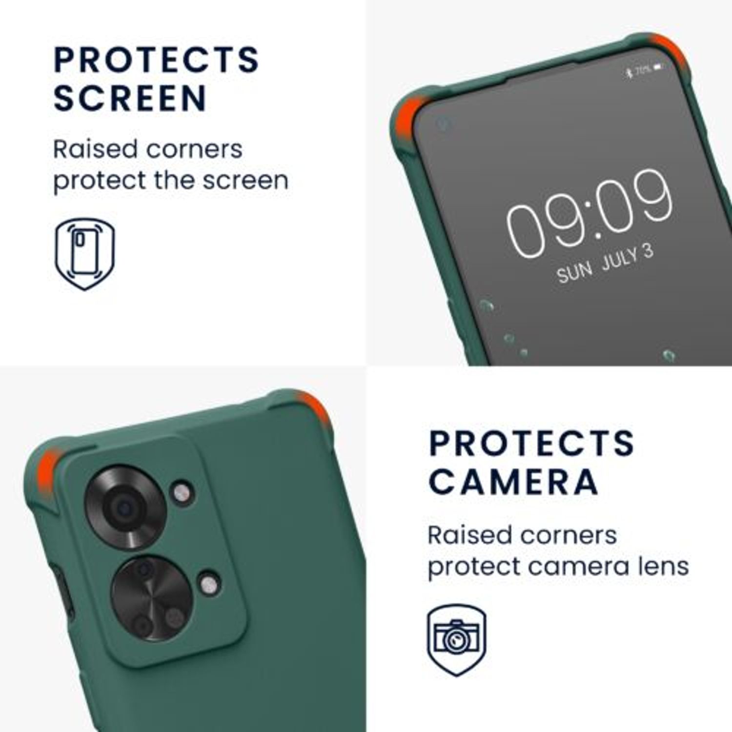 Husa Kwmobile pentru OnePlus Nord 2T, Silicon, Verde, 58770.80 fotografia produsului View 3 L